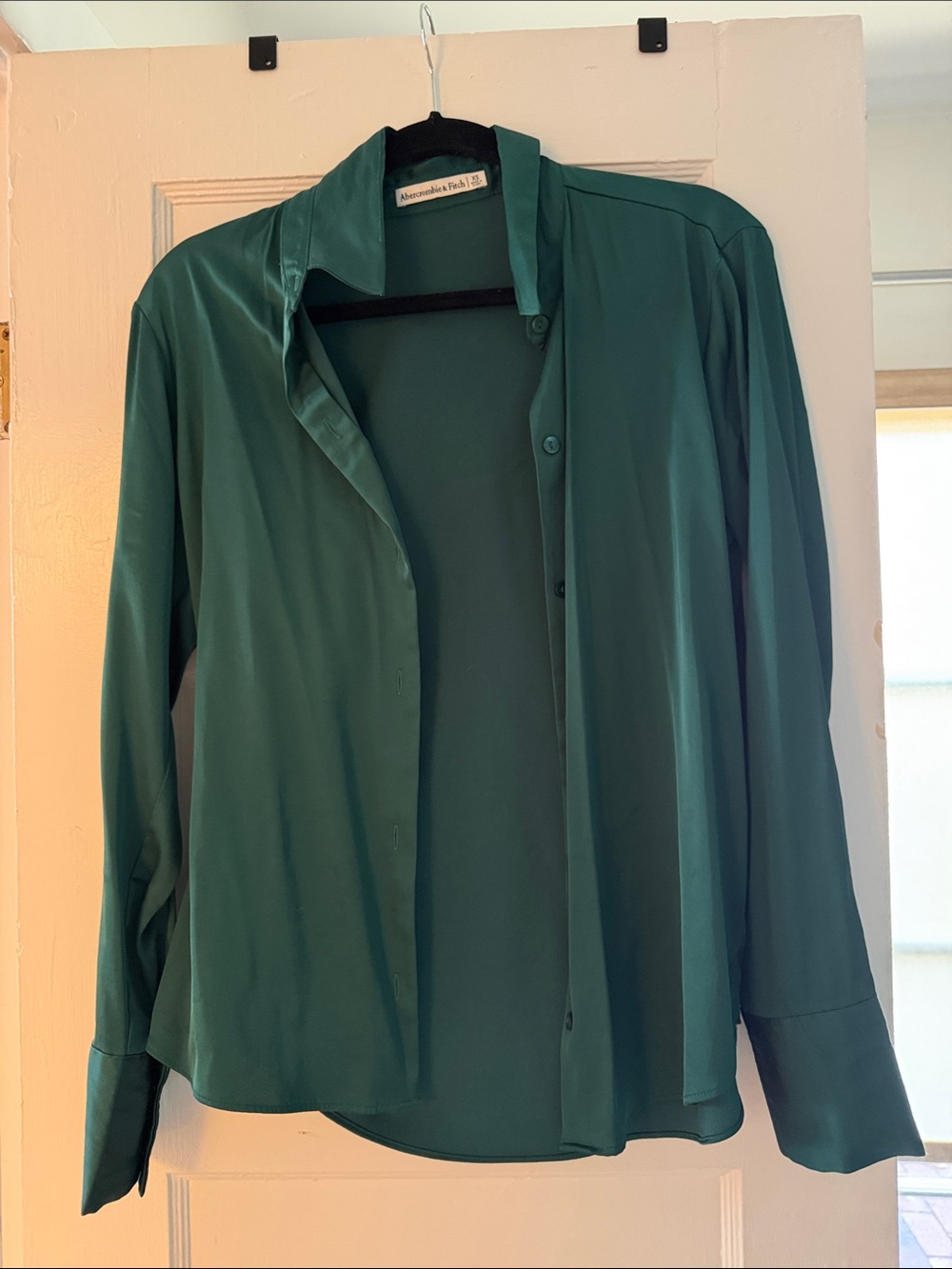 Abercrombie & Fitch Deep Emerald Green Button-Front Shirt Jacket